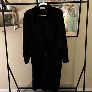 vintage oversized black wool long coat